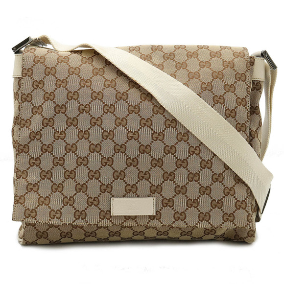GUCCI GG canvas shoulder bag, leather, khaki beige, ivory, white, 146236 - Picture 2 of 10